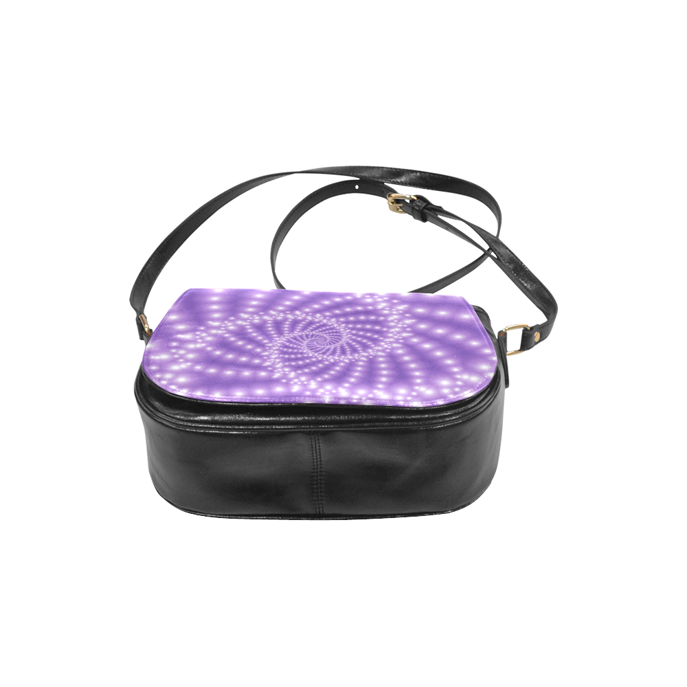 Glossy Purple Beads Spiral Fractal Classic Saddle Bag/Large (Model 1648)