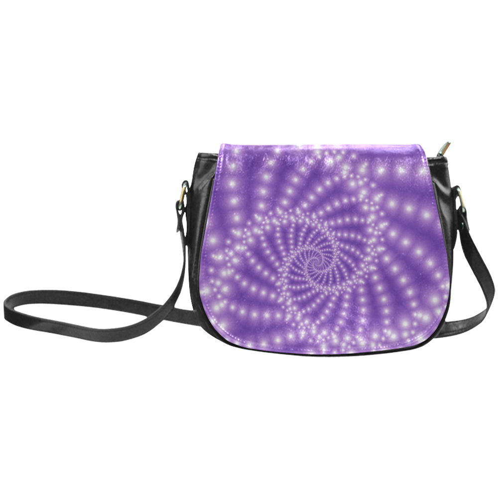 Glossy Purple Beads Spiral Fractal Classic Saddle Bag/Small (Model 1648)