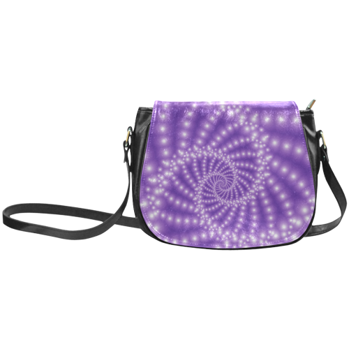 Glossy Purple Beads Spiral Fractal Classic Saddle Bag/Small (Model 1648)