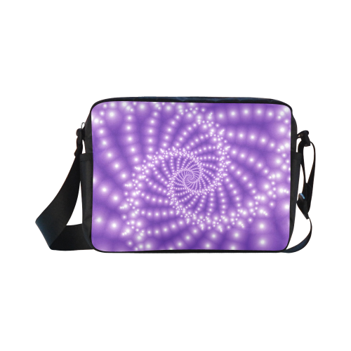 Glossy  Purple Beads Spiral Fractal Classic Cross-body Nylon Bags (Model 1632)