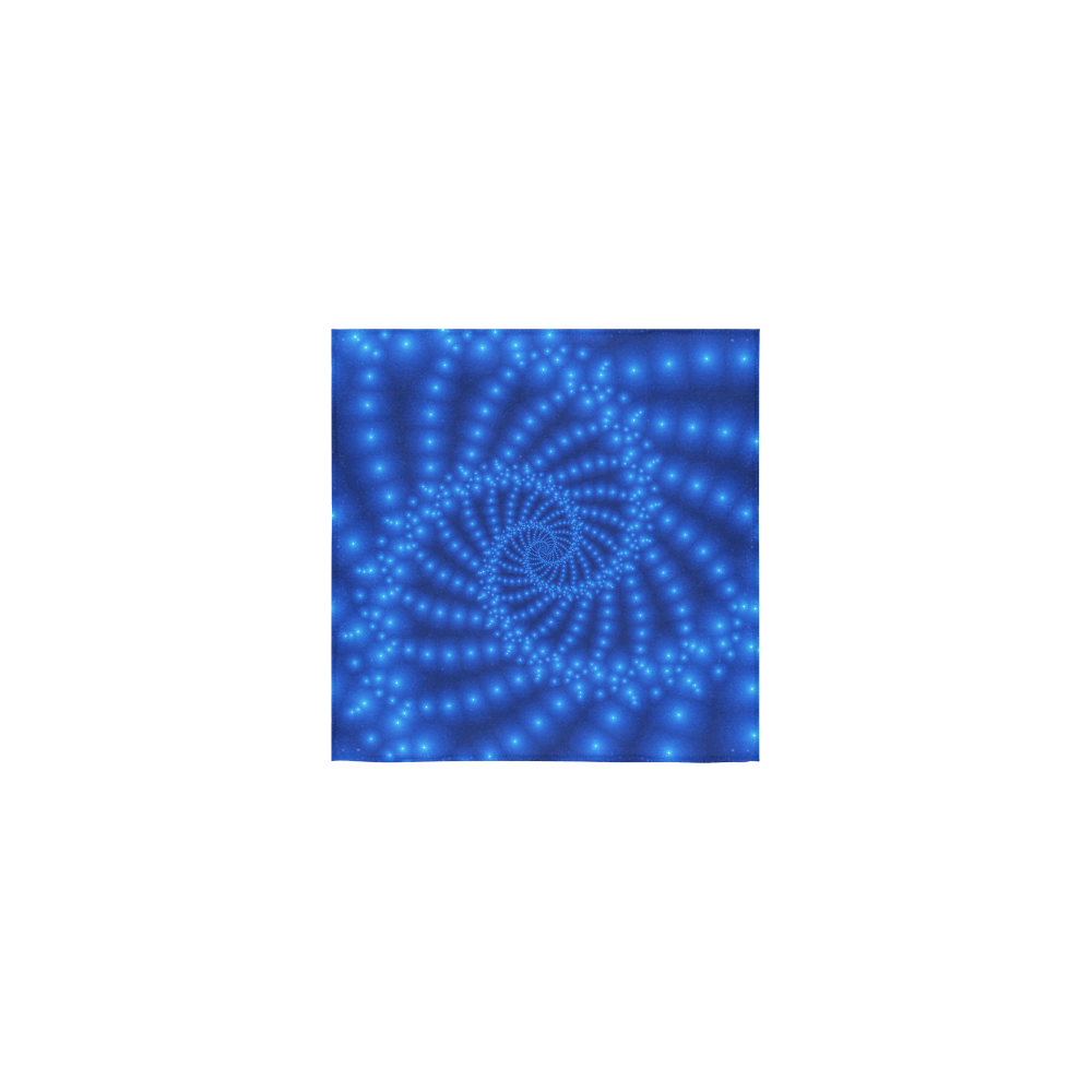 Glossy  Royal Blue  Beads Spiral Fractal Square Towel 13“x13”