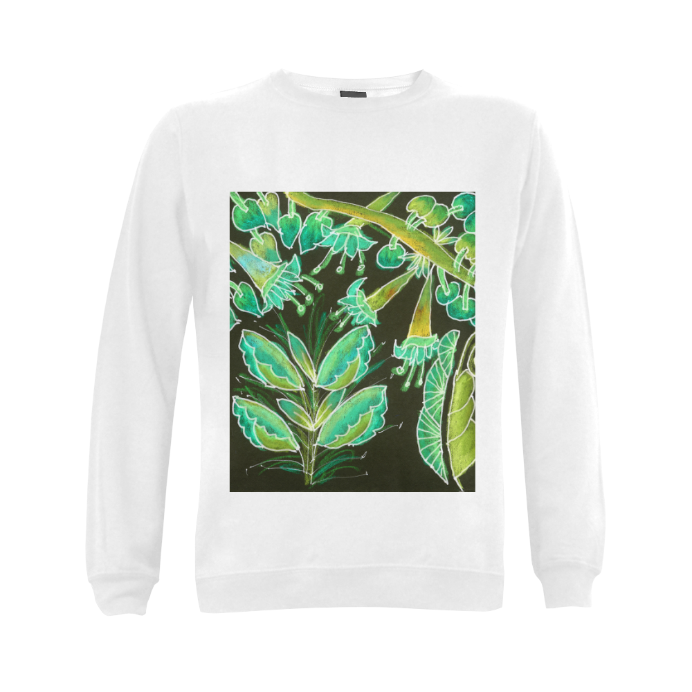 Irish Garden, Lime Green Flowers Dance in Joy Gildan Crewneck Sweatshirt(NEW) (Model H01)