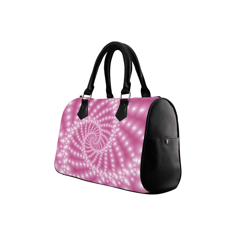 Glossy Pink Beads Spiral Fractal Boston Handbag (Model 1621)