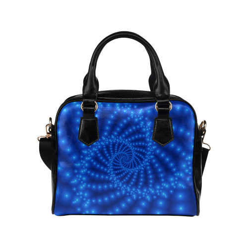 Glossy Royal Blue Beads Spiral Fractal Shoulder Handbag (Model 1634)