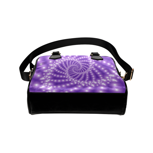Glossy Purple Beads Spiral Fractal Shoulder Handbag (Model 1634)