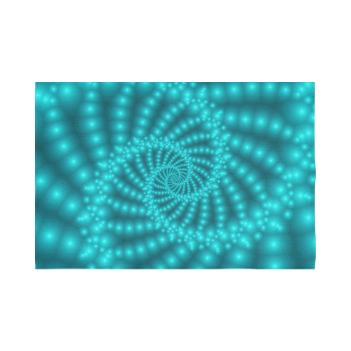Glossy Turquoise  Beads Spiral Fractal Cotton Linen Wall Tapestry 90"x 60"