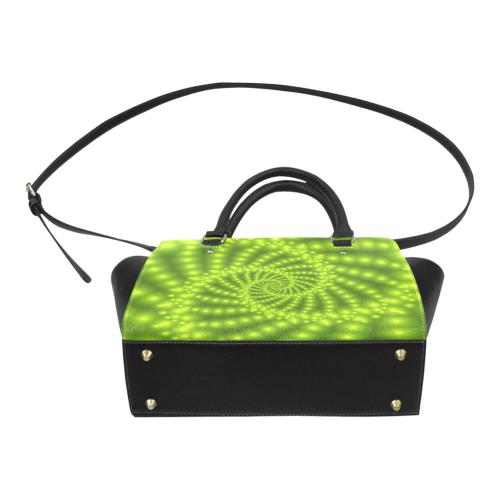 Glossy Lime Green  Beads Spiral Fractal Classic Shoulder Handbag (Model 1653)