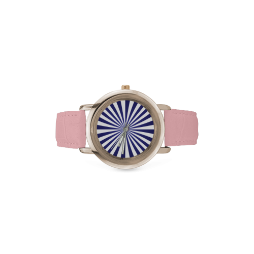 Blue Spiral Women's Rose Gold Leather Strap Watch(Model 201)
