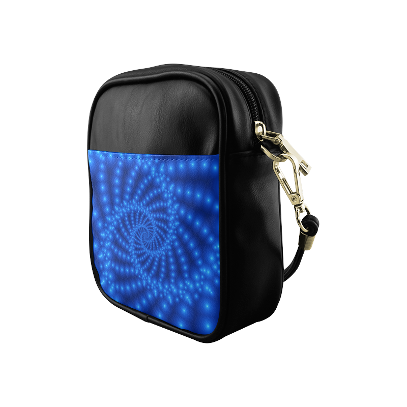 Glossy  Royal Blue Beads Spiral Fractal Sling Bag (Model 1627)