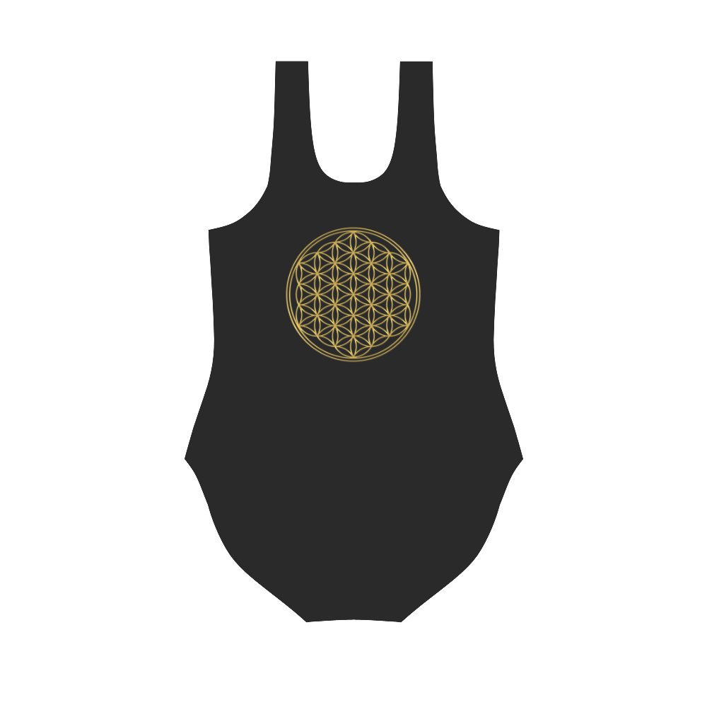 FLOWER OF LIFE gold Vest One Piece Swimsuit (Model S04)