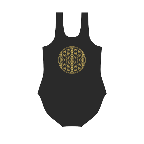 FLOWER OF LIFE gold Vest One Piece Swimsuit (Model S04)