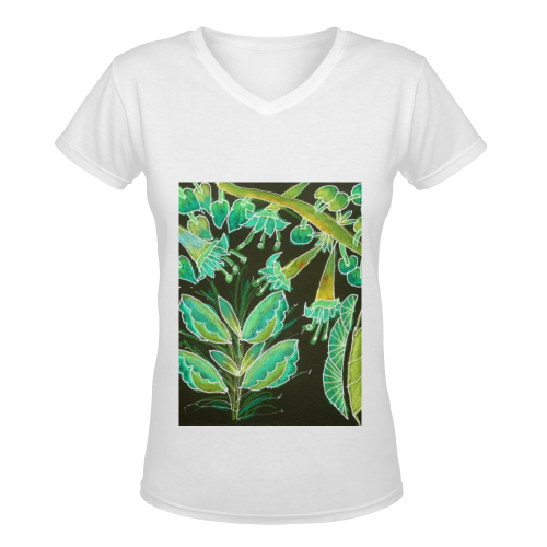 Irish Garden, Lime Green Flowers Dance in Joy Women's Deep V-neck T-shirt (Model T19)
