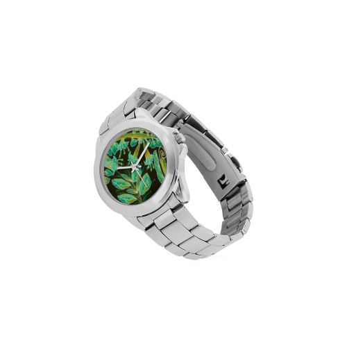 Irish Garden, Lime Green Flowers Dance in Joy Unisex Stainless Steel Watch(Model 103)