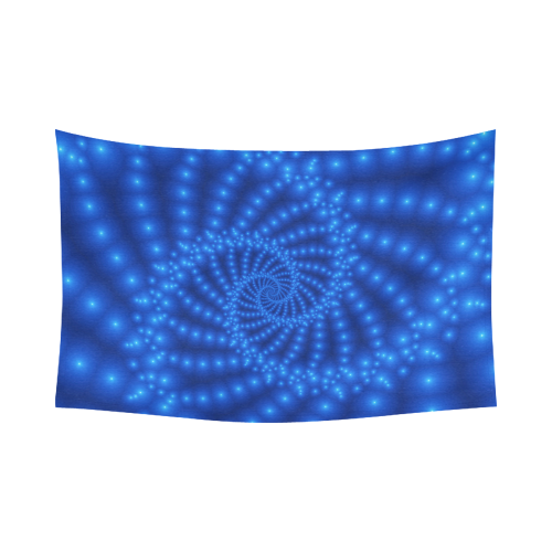 Glossy Royal Blue Beads Spiral Fractal Cotton Linen Wall Tapestry 90"x 60"