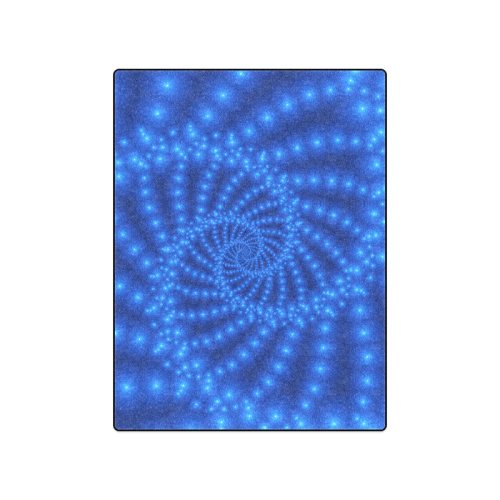 Glossy Royal Blue Beads Spiral Fractal Blanket 50"x60"