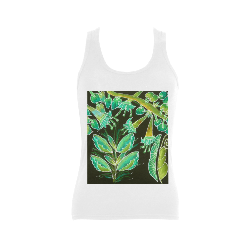 Irish Garden, Lime Green Flowers Dance in Joy Women's Shoulder-Free Tank Top (Model T35)