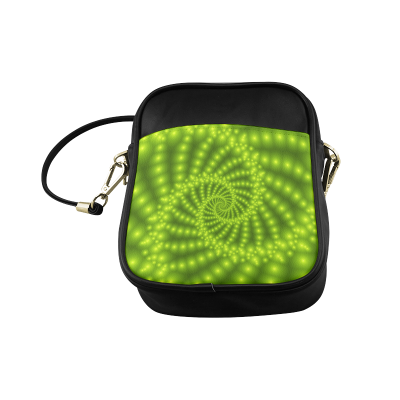 Glossy Lime Green  Beads Spiral Fractal Sling Bag (Model 1627)