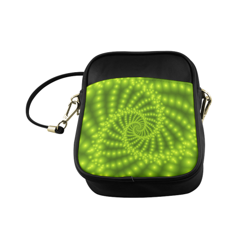 Glossy Lime Green  Beads Spiral Fractal Sling Bag (Model 1627)