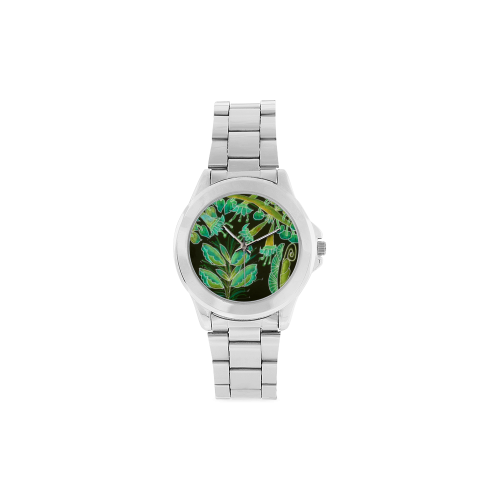 Irish Garden, Lime Green Flowers Dance in Joy Unisex Stainless Steel Watch(Model 103)