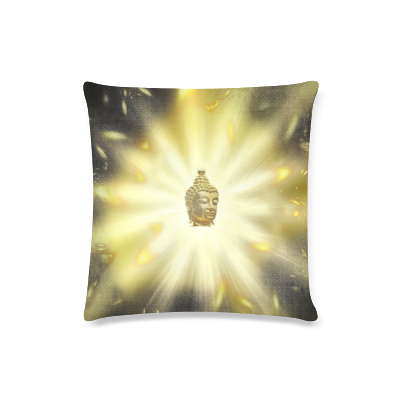 head of golden buddha in light Custom Zippered Pillow Case 16"x16"(Twin Sides)