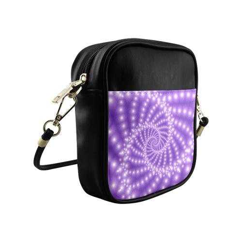 Glossy  Purple Beads Spiral Fractal Sling Bag (Model 1627)