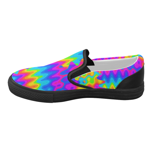 Amazing Acid Rainbow Women's Slip-on Canvas Shoes (Model 019)