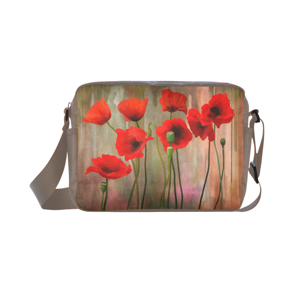 Watercolor Poppies Classic Cross-body Nylon Bags (Model 1632)