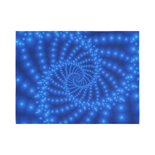 Glossy Royal Blue Beads Spiral Fractal Cotton Linen Wall Tapestry 80"x 60"