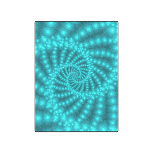 Glossy Turquoise  Beads Spiral Fractal Blanket 50"x60"