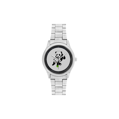 Mother and Baby Panda Men's Stainless Steel Watch(Model 104)