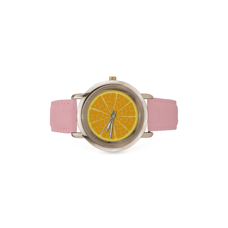 orange Women's Rose Gold Leather Strap Watch(Model 201)