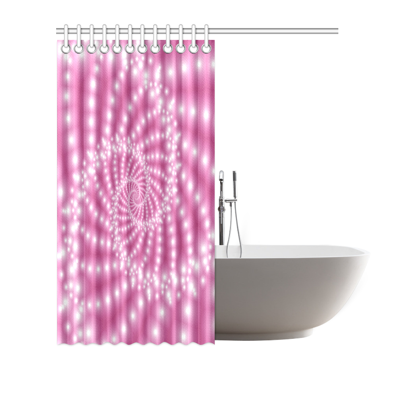Glossy Pink Beads Spiral Fractal Shower Curtain 66"x72"