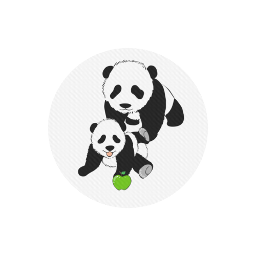 Mother and Baby Panda Round Mousepad