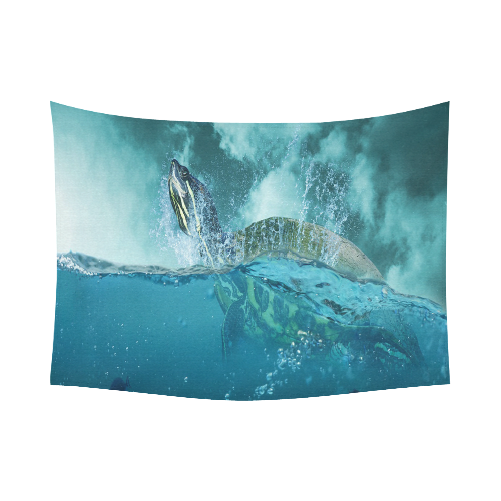 Underwater Turtle Fantasy Cotton Linen Wall Tapestry 80"x 60"