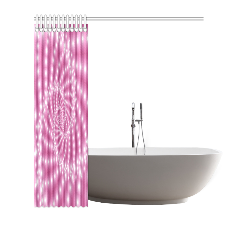 Glossy Pink Beads Spiral Fractal Shower Curtain 66"x72"