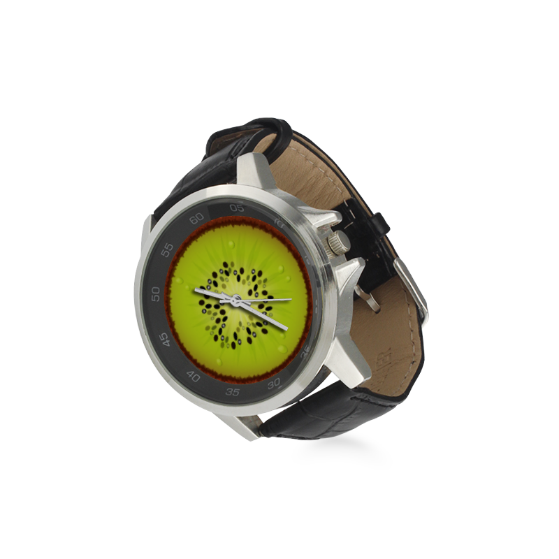 kiwi Unisex Stainless Steel Leather Strap Watch(Model 202)
