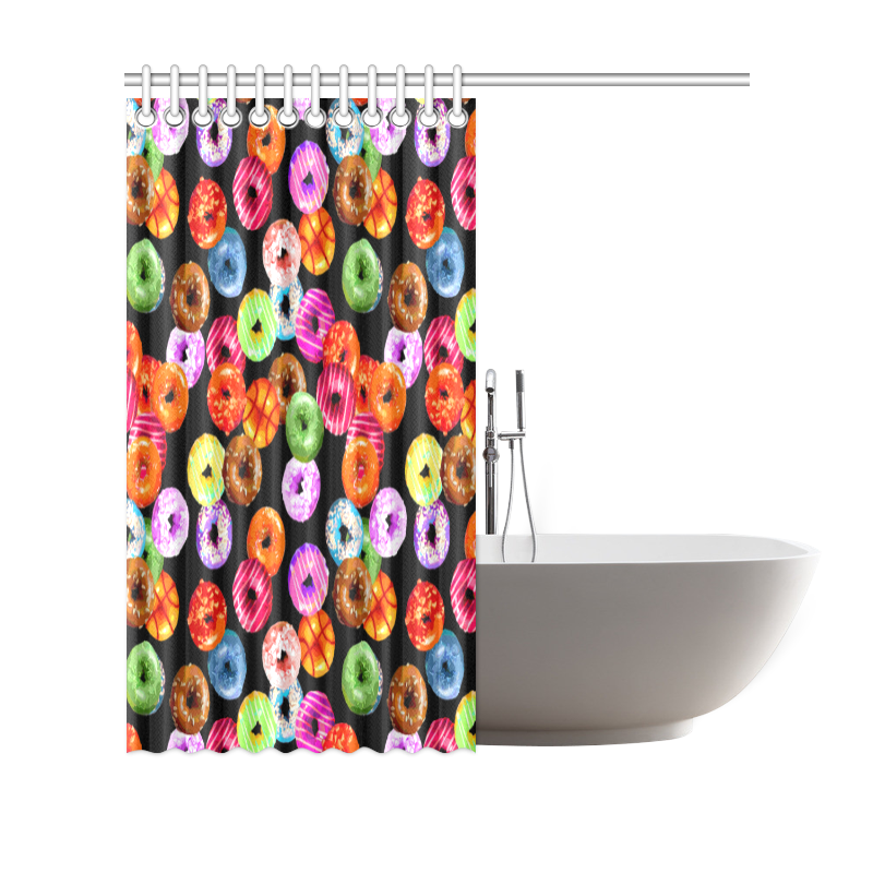 Colorful Yummy DONUTS pattern Shower Curtain 69"x70"