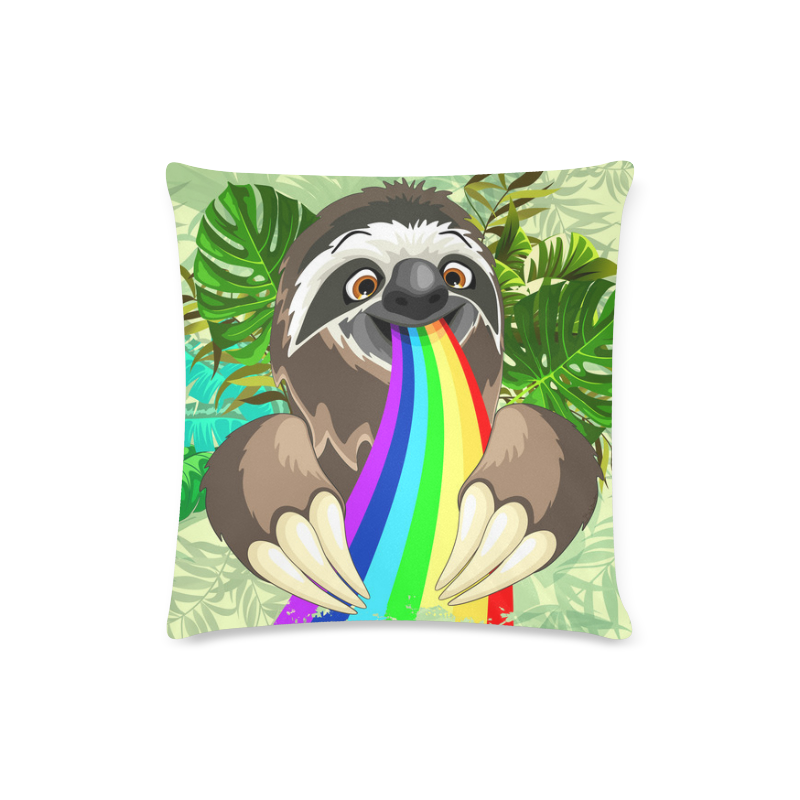 Sloth Spitting Rainbow Colors Custom Zippered Pillow Case 16"x16" (one side)