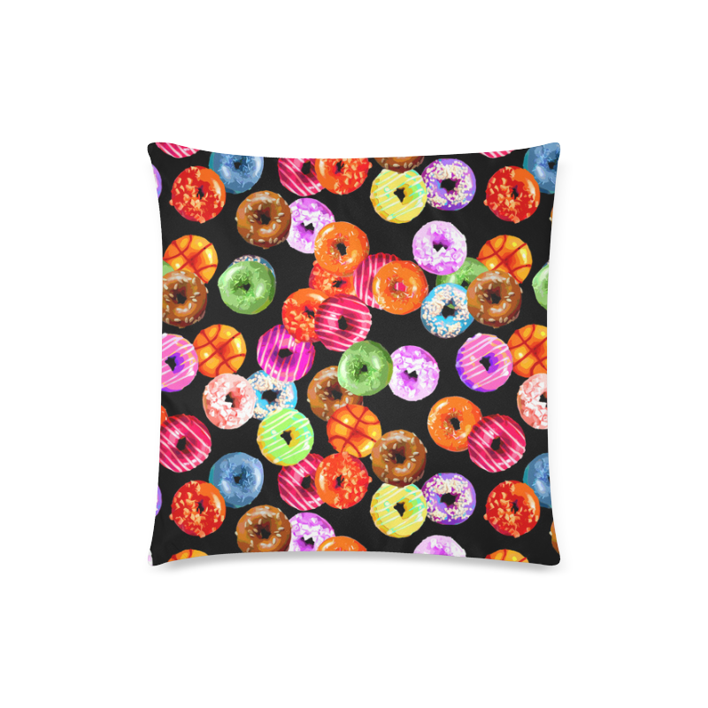 Colorful Yummy DONUTS pattern Custom Zippered Pillow Case 18"x18"(Twin Sides)
