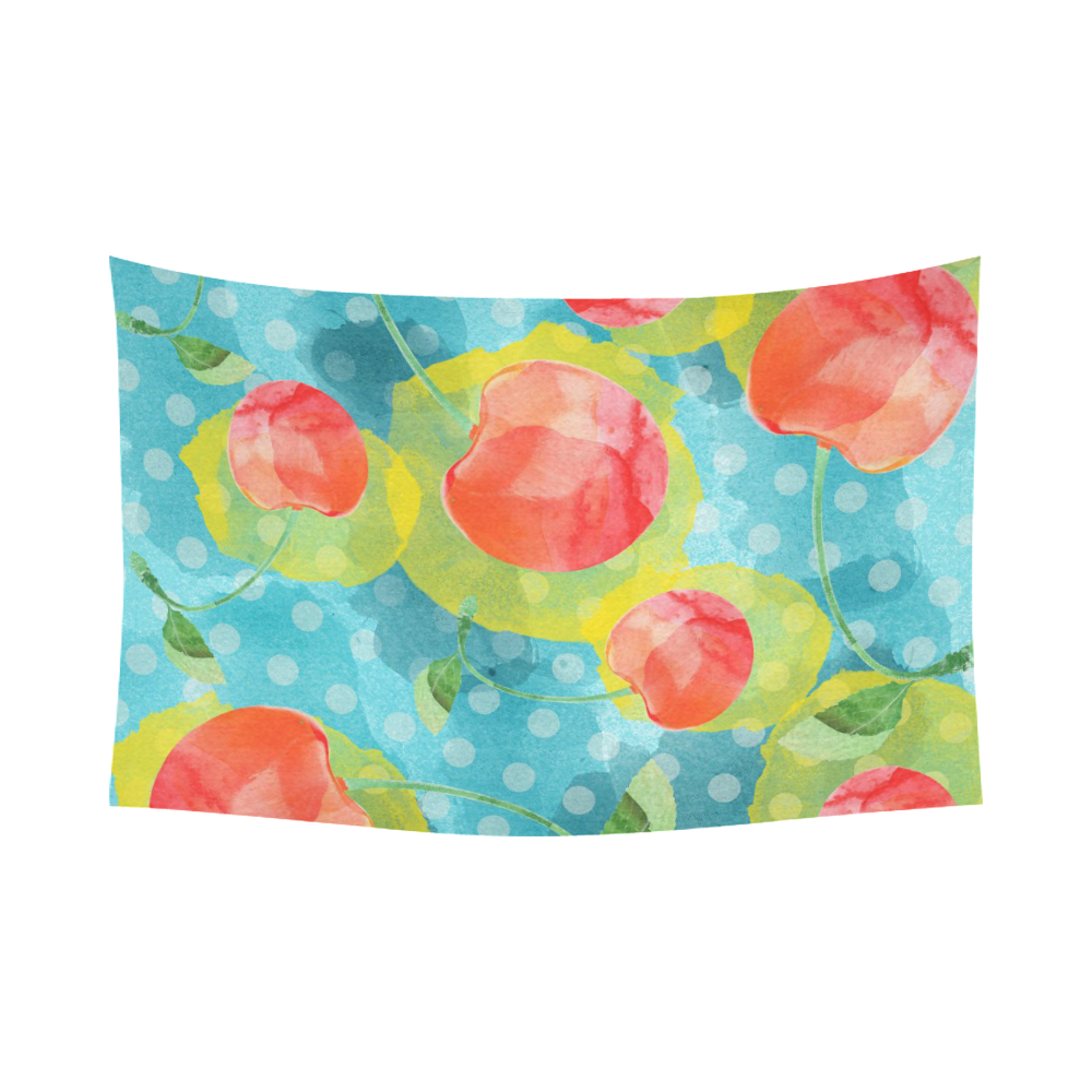 Cherries Cotton Linen Wall Tapestry 90"x 60"
