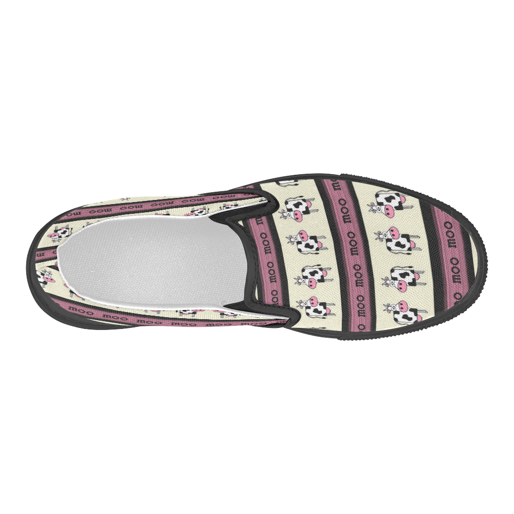 Moo Cows Women's Slip-on Canvas Shoes (Model 019)