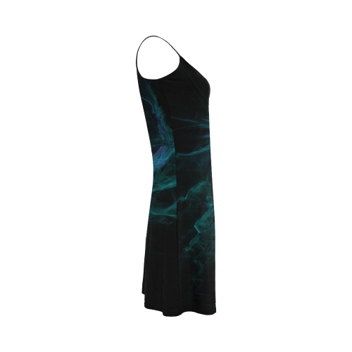 Green and Blue Fractal Flame Alcestis Slip Dress (Model D05)