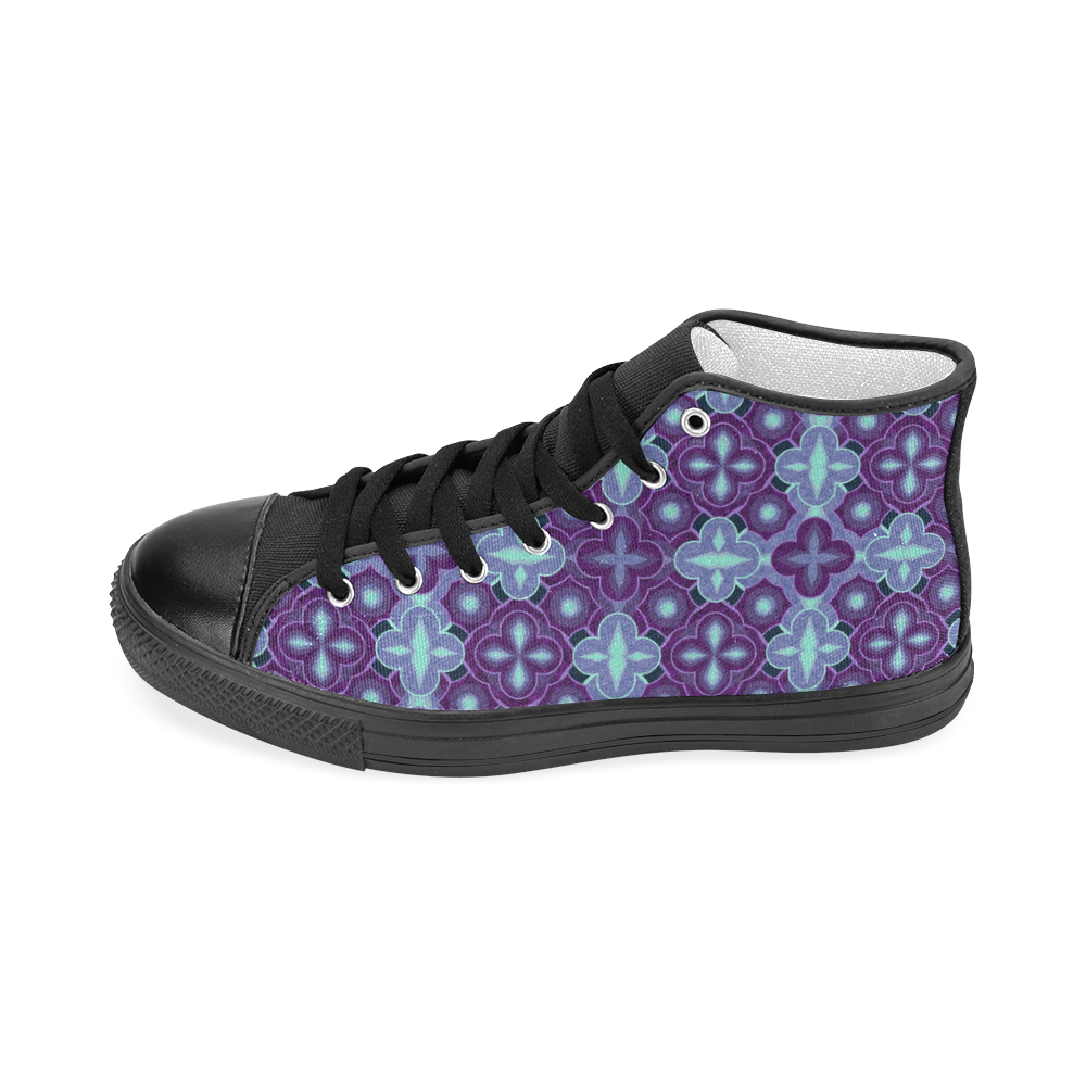 Purple blue seamless pattern Men’s Classic High Top Canvas Shoes (Model 017)