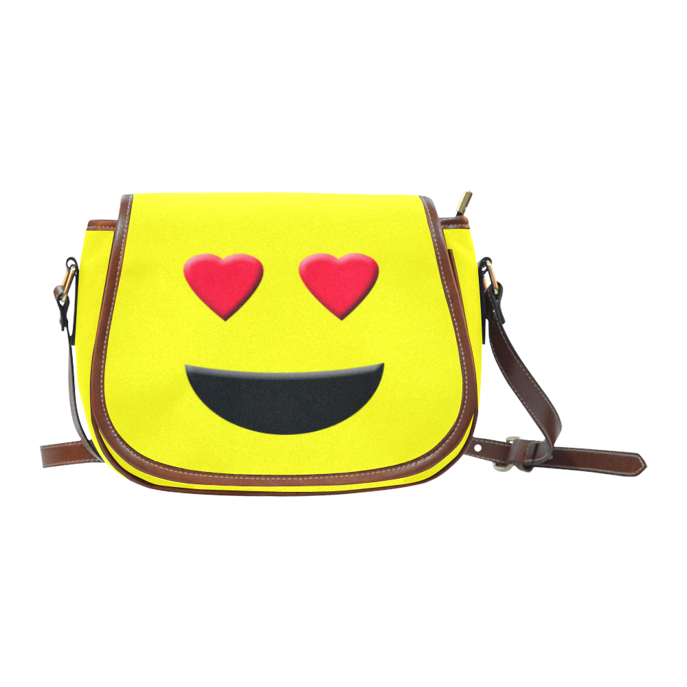 Emoticon Heart Smiley Saddle Bag/Small (Model 1649) Full Customization