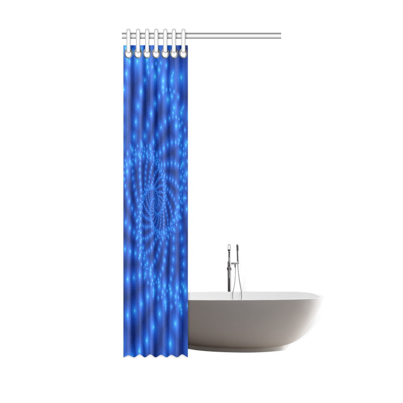 Glossy Royal Blue Beads Spiral Fractal Shower Curtain 36"x72"