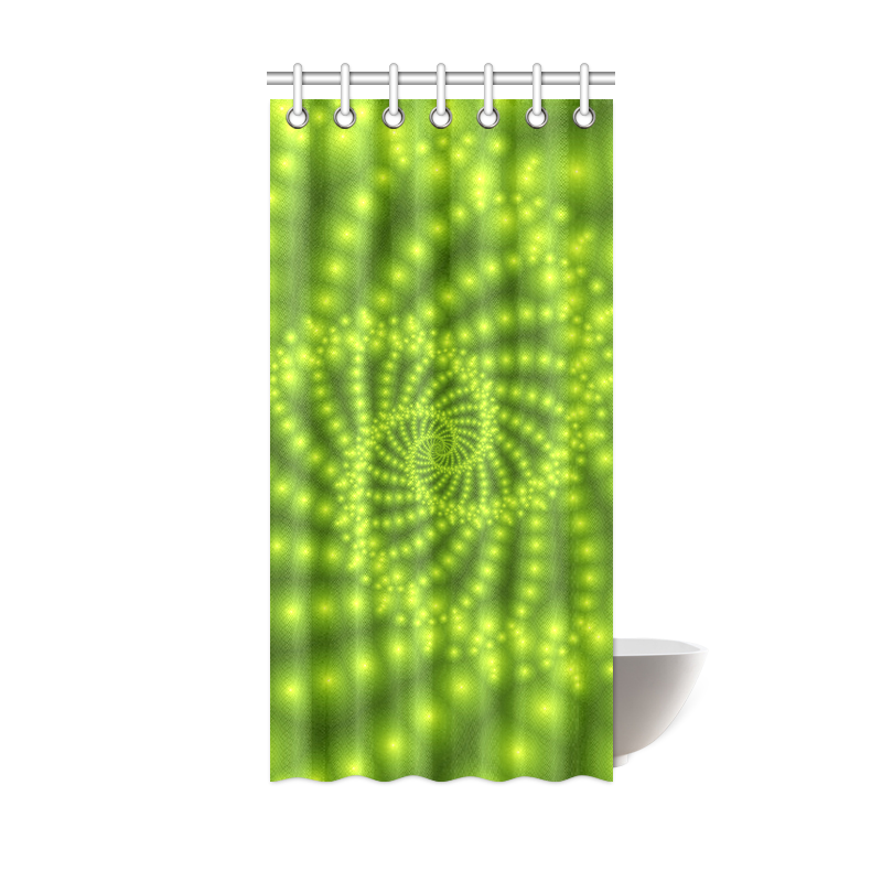 Glossy Lime Green  Beads Spiral Fractal Shower Curtain 36"x72"