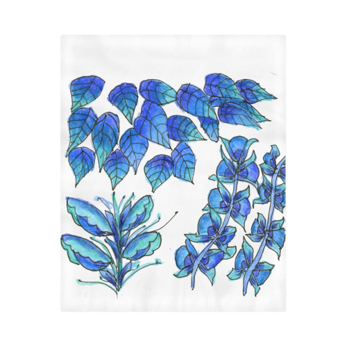 Pretty Blue Flowers, Aqua Garden Zendoodle Duvet Cover 86"x70" ( All-over-print)