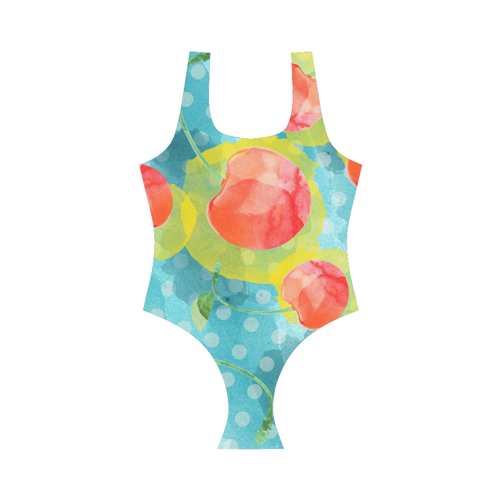 Cherries Vest One Piece Swimsuit (Model S04)