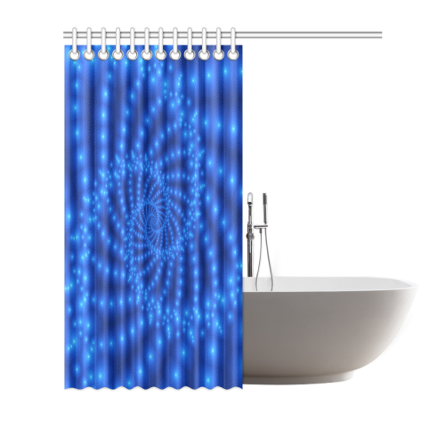 Glossy Royal Blue Beads Spiral Fractal Shower Curtain 66"x72"