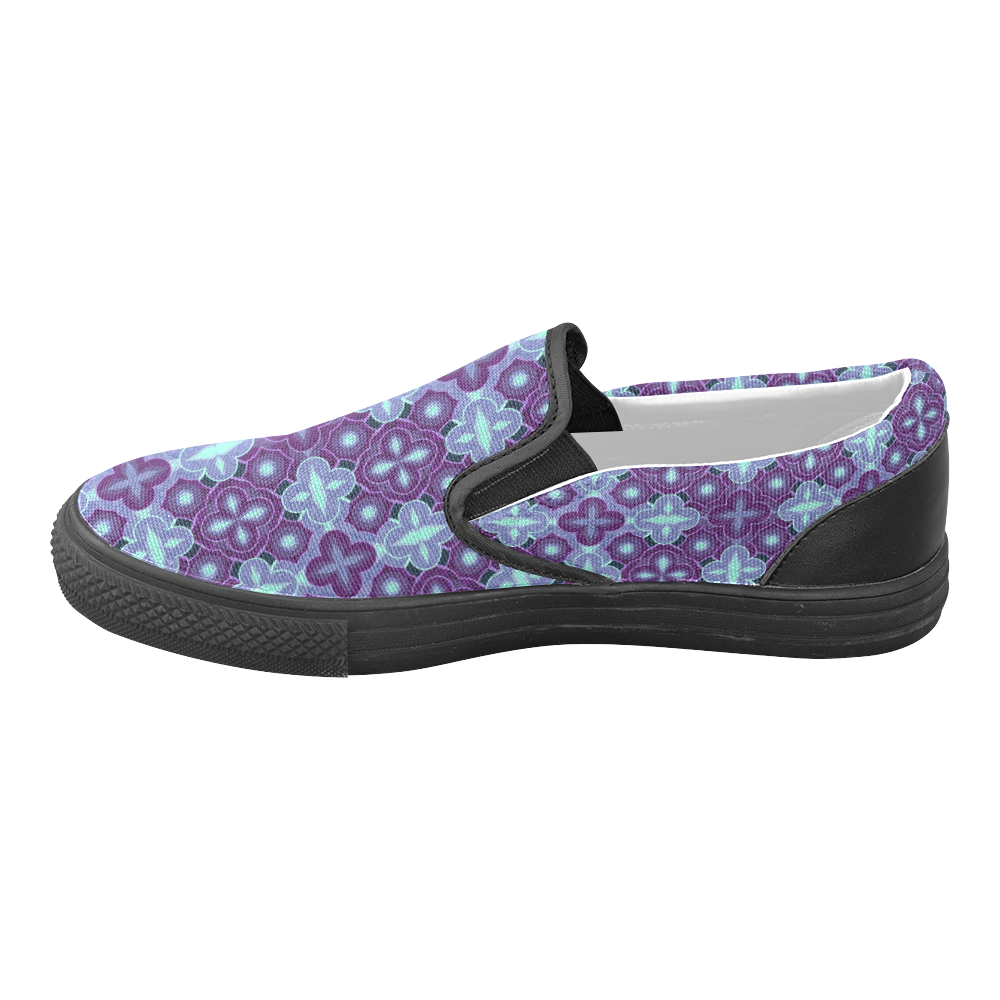 Purple blue seamless pattern Men's Unusual Slip-on Canvas Shoes (Model 019)